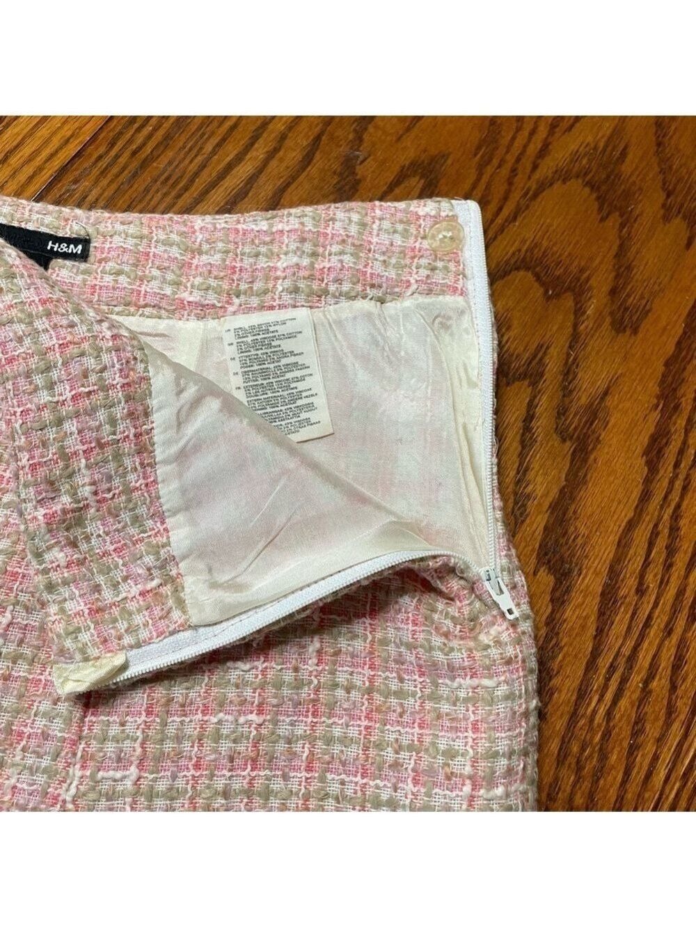 H&M Skirt Tweed Knit Pink White Green Size 8 Y2K - Picture 3 of 11